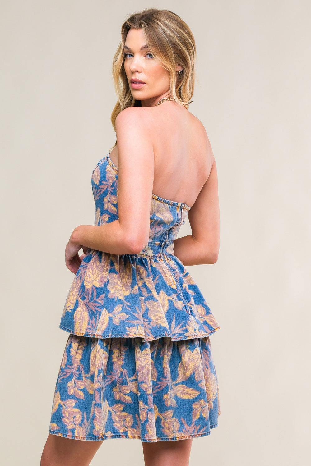 SUMMER MOMENTS DENIM MINI DRESS Flying Tomato